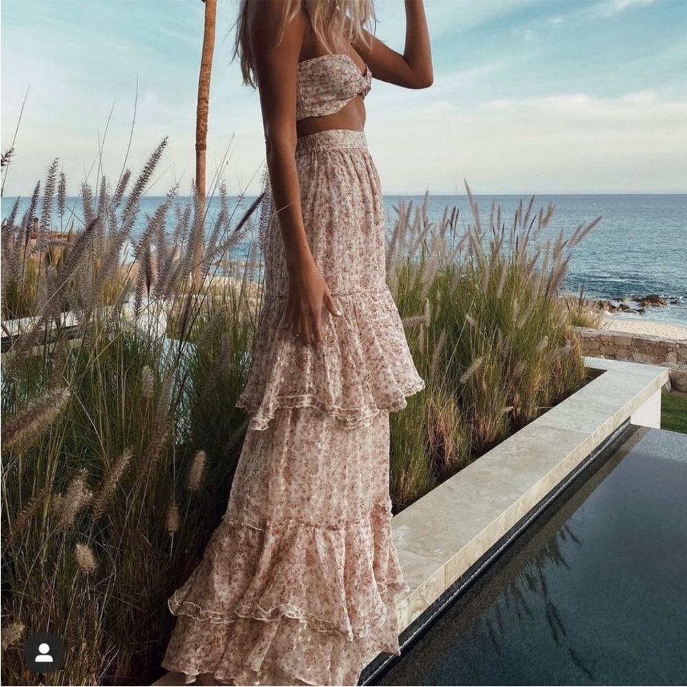 ROCOCO SAND Vie Maxi Skirt and top in Off White / Pink 084/160